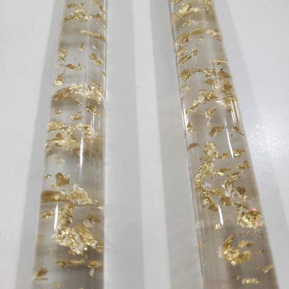 Vintage Pair Lucite Gold Fleck Candles